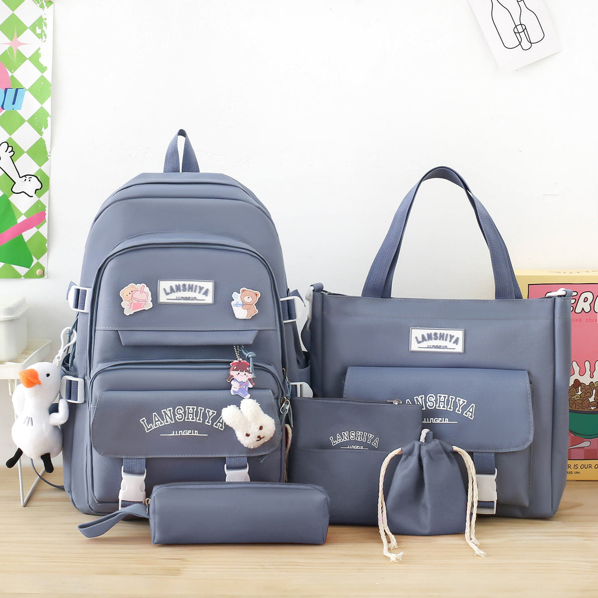 Mochila+ bolso + estuche + monedero + neceser super kawaii