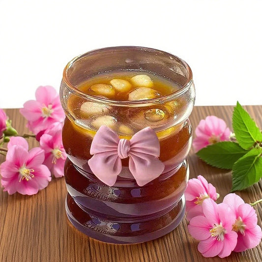 Household Bow Glass Cute Water Cup Bow Glass Cup Striped Cute Doodle Coffee Mug Fruit Tea Lemonade Girls Gift Cartoon