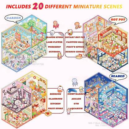 20Pcs 20in1 3D Cartoon Sticker Book | DIY Scenes Creative Gift for Kids, Portable Sticker Album for Birthday Christmas Crafts