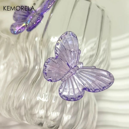 Handmade 3D Butterfly Glass Coffee Cup Elegant Striped Design with Cute Butterfly Pattern Reusable Comfortable Handle Gift