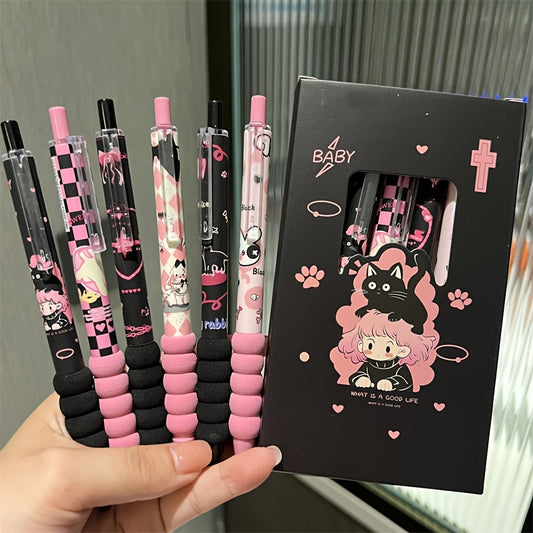 6pcs Cat Gel Pen Set, 0.5mm Medium Tip, Quick-Dry Plastic Material with Ultra-Soft Grip – Perfect for Journaling, Drawing, Doodling & School Supplies | Back-to-School Gift for Teachers & Friends to Boost Classroom Bonding