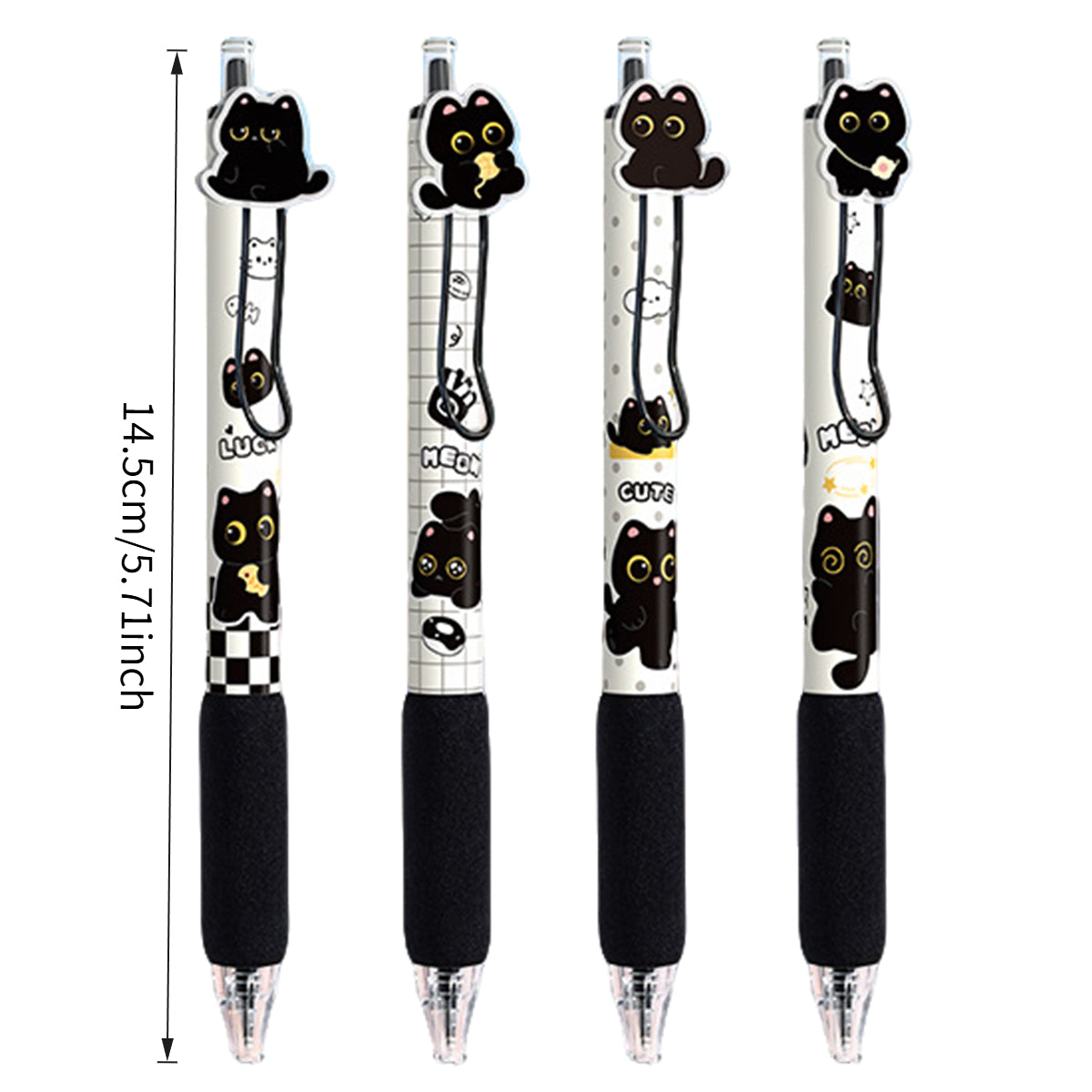4pcs Gel Pen Boxed Black Cat Themed Neutral Pens, Soft Grip, Retractable, Quick-Dry, Cute Stationery, 0.5Mm Tip, Smooth Writing, Gift Stationery, Office And School Supplies, Practice Pen, Holiday Gift, New Year And Back-To-School Season Gift